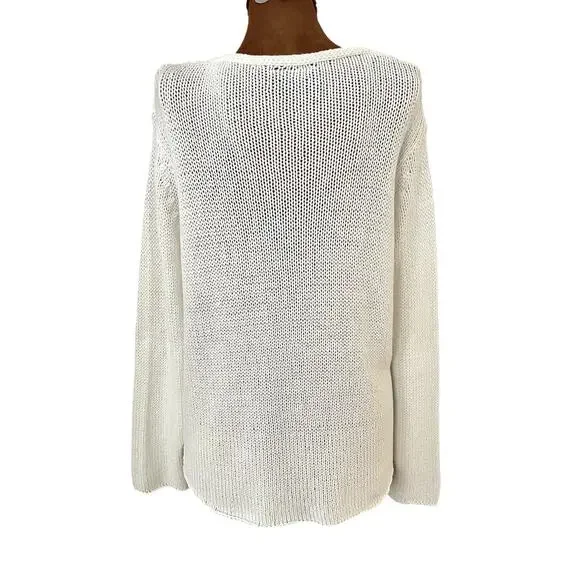 Wooden Ships Sz S/M Beach Pullover Sweater White Vacation Boho Cruise Relaxed - Picture 2 of 12